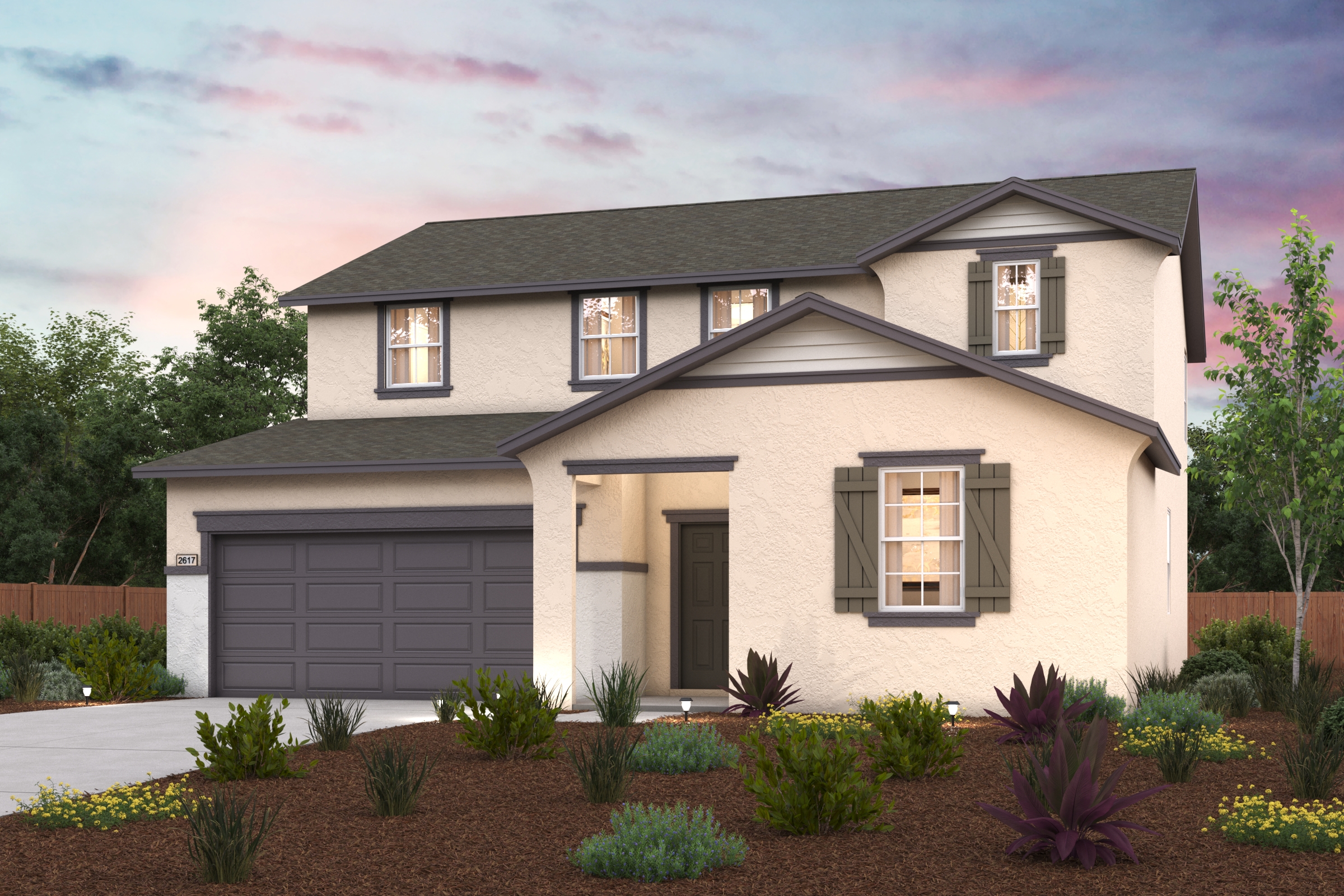 A house with a garage.