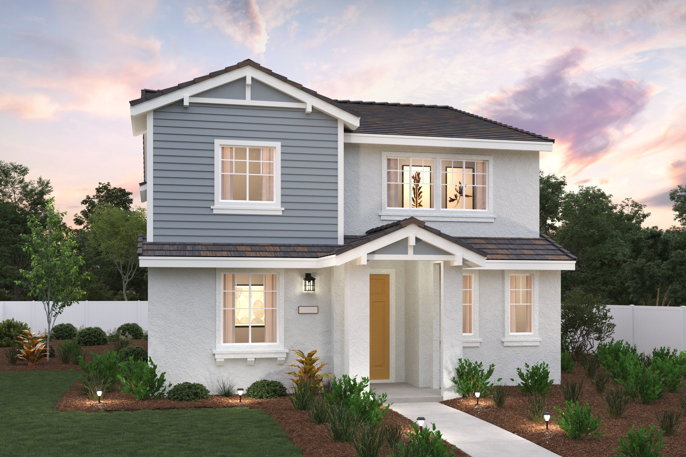 A house with a large front yard.