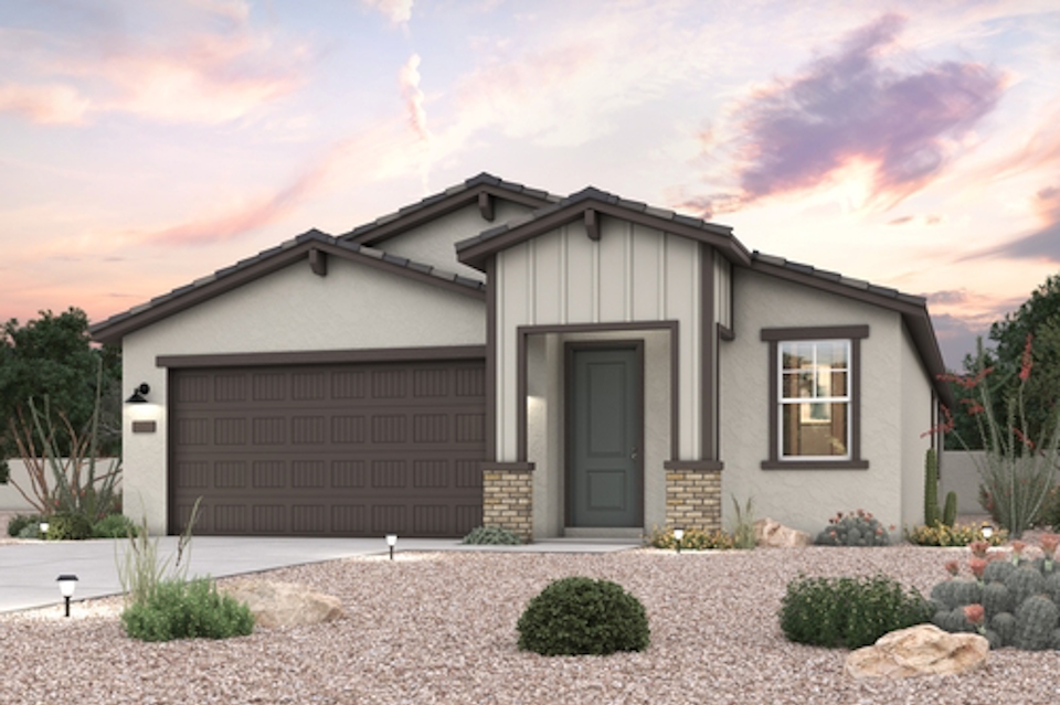 A house with a garage.