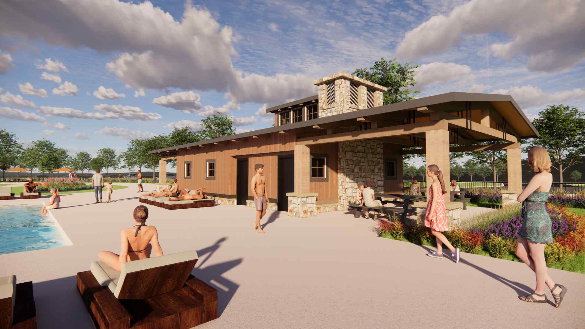 A group of people outside a house.