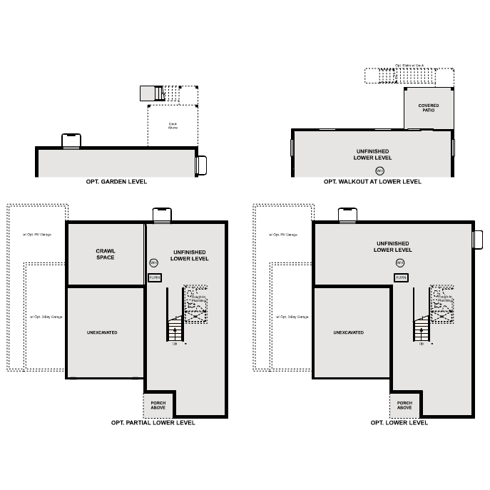 Diagram, engineering drawing. Marion Floorplan, Basement Options