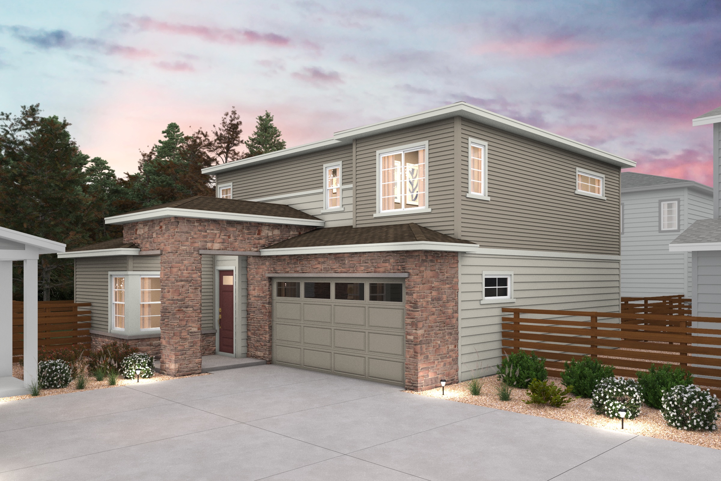 A house with a garage.