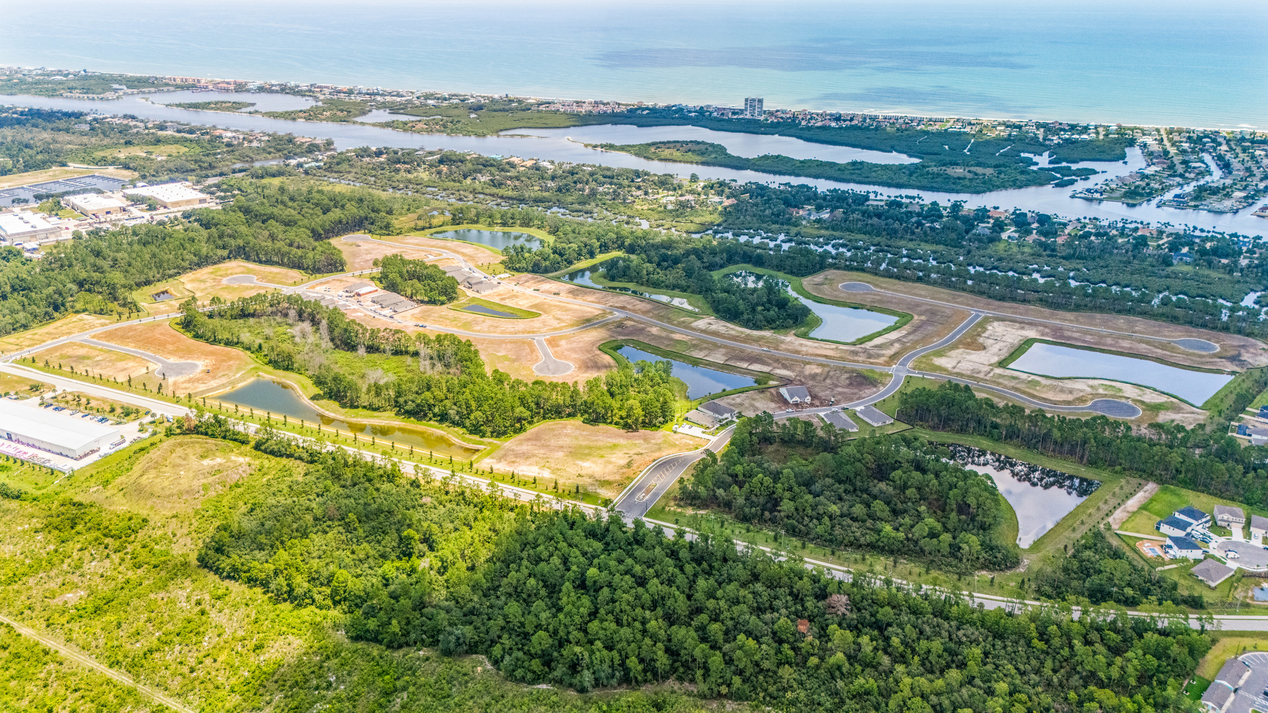 Reserve East by Century Communities in Flagler Beach Aerial View with Matanzas River and Ocean in Background