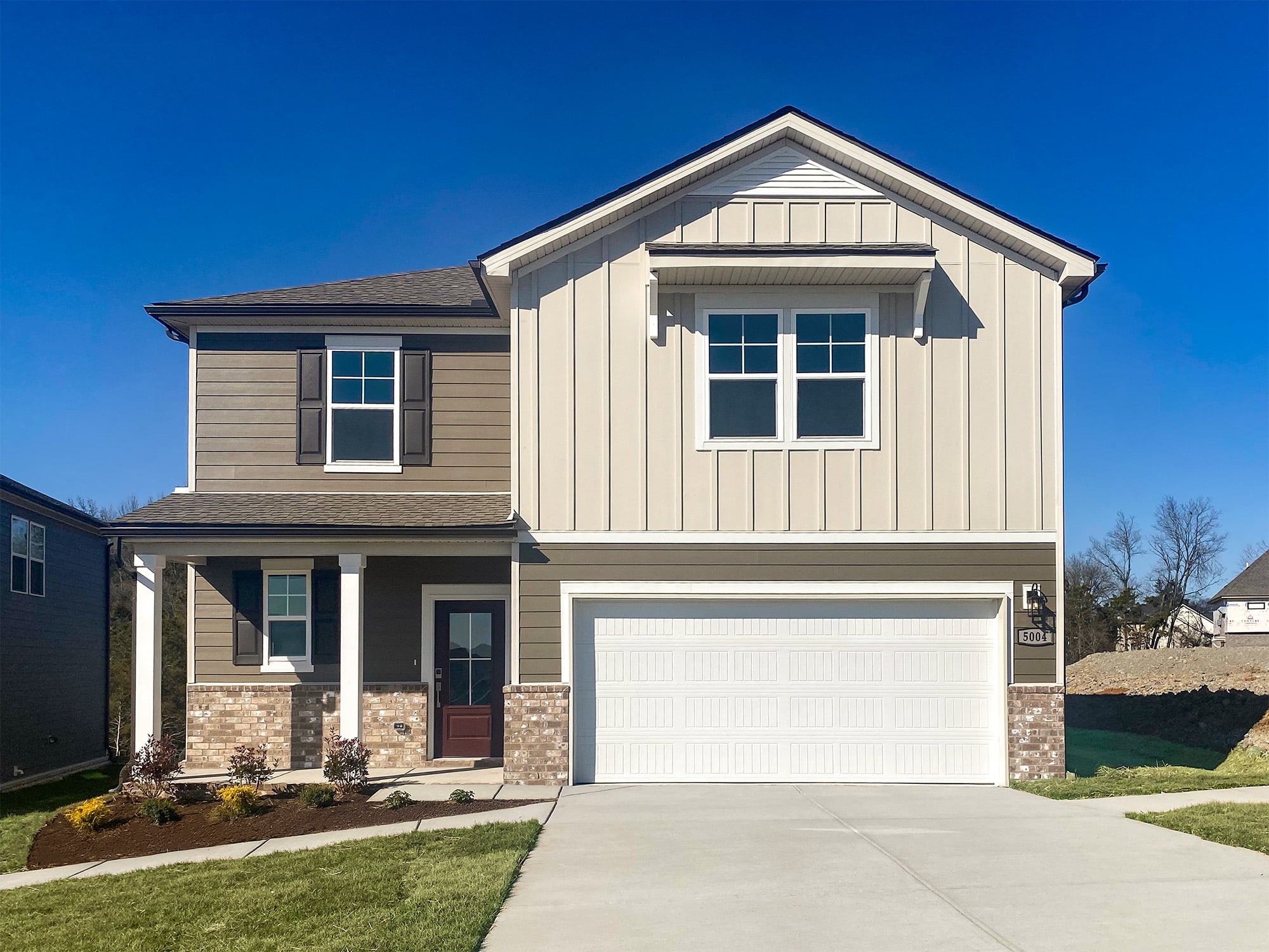 A house with a garage.