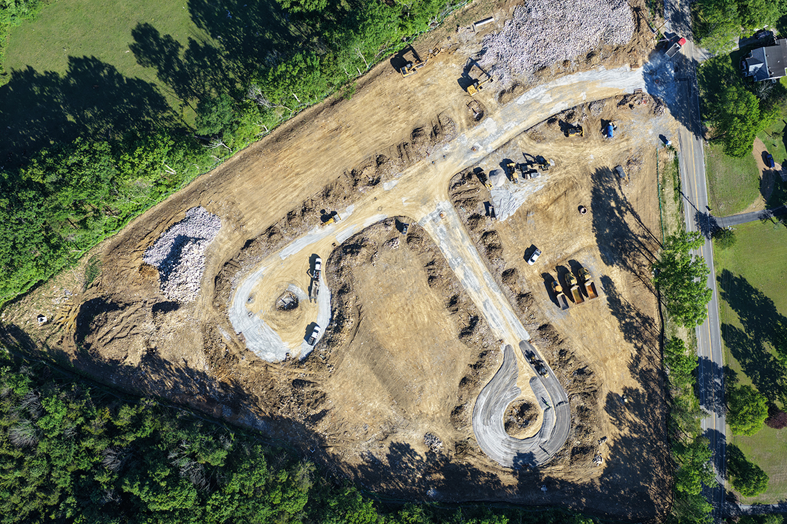 A large circular structure with a hole in it.