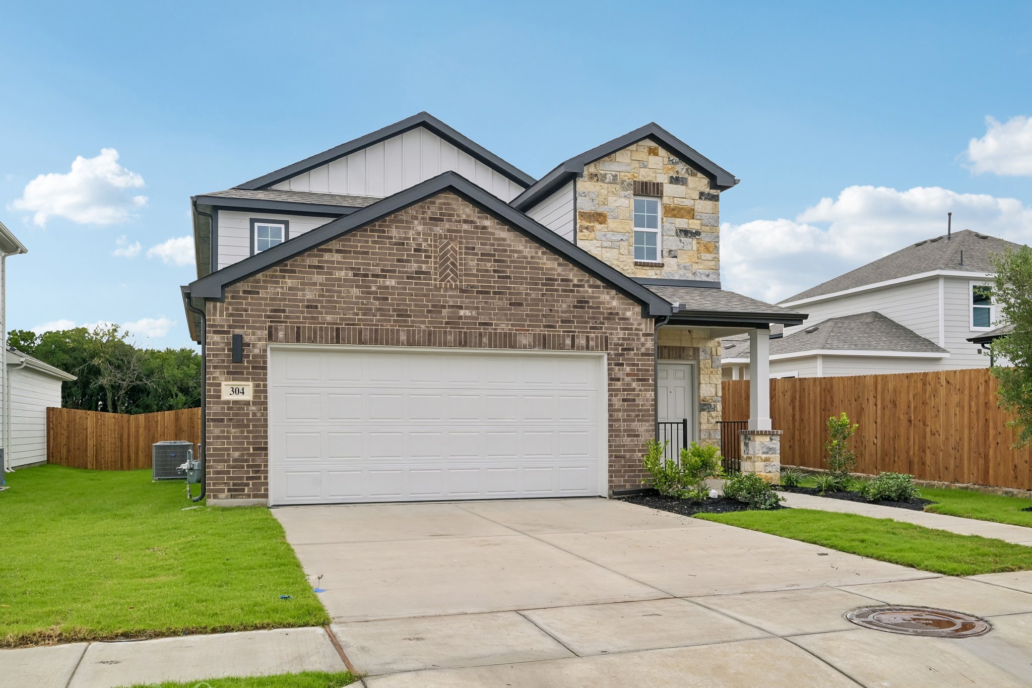 A house with a garage.