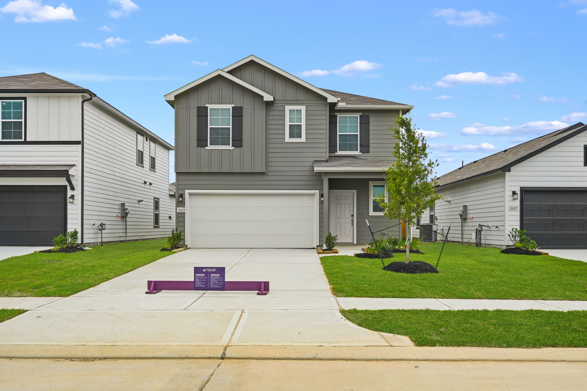 A house with a driveway.