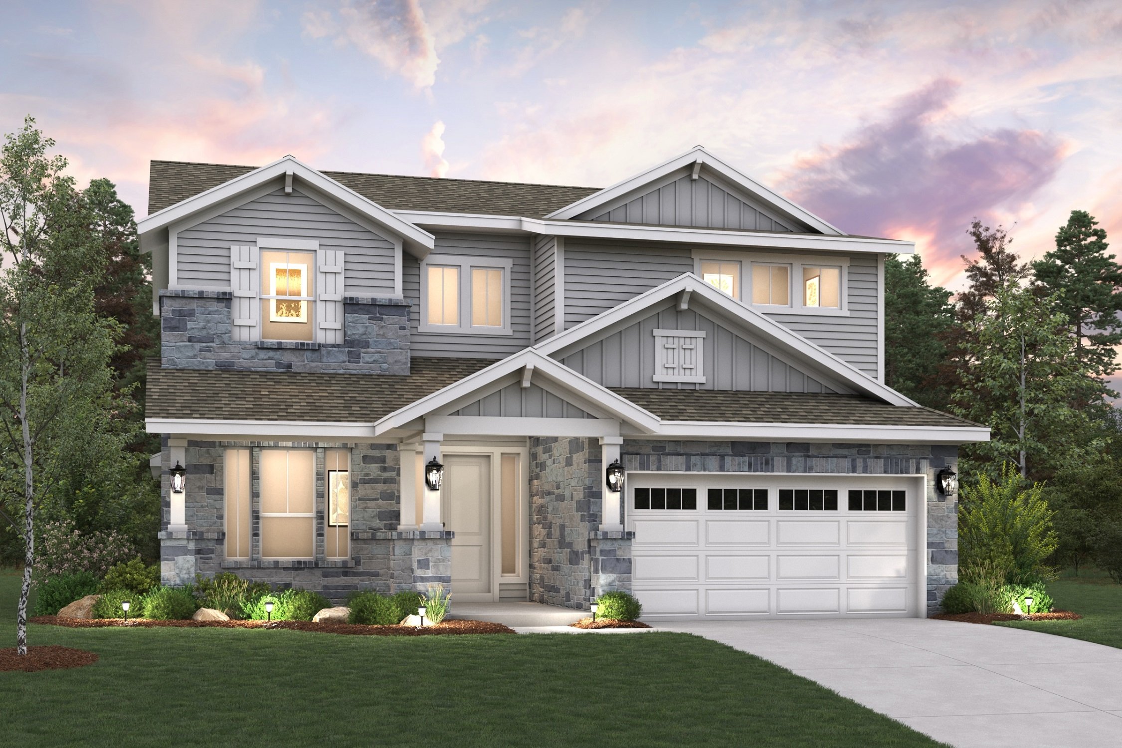 A house with a garage.