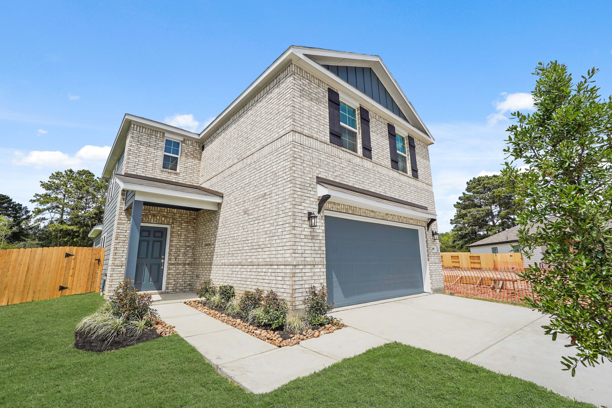 A house with a garage.