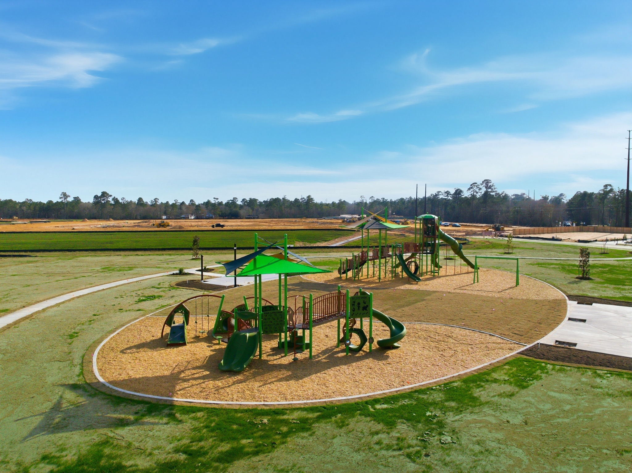 A playground with a slide.
