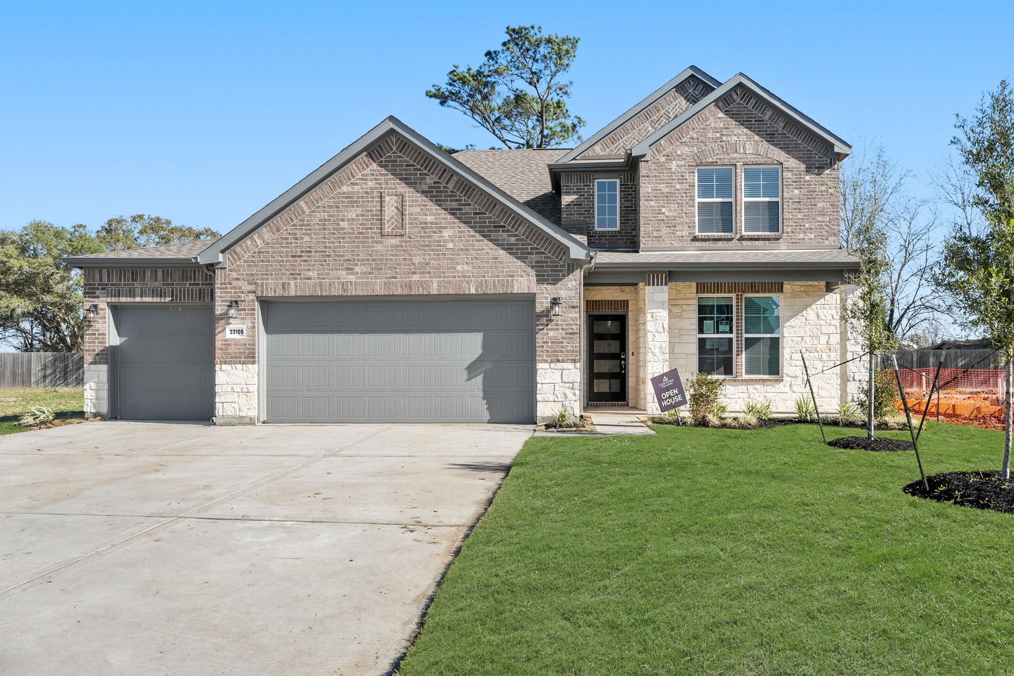 A house with a garage.