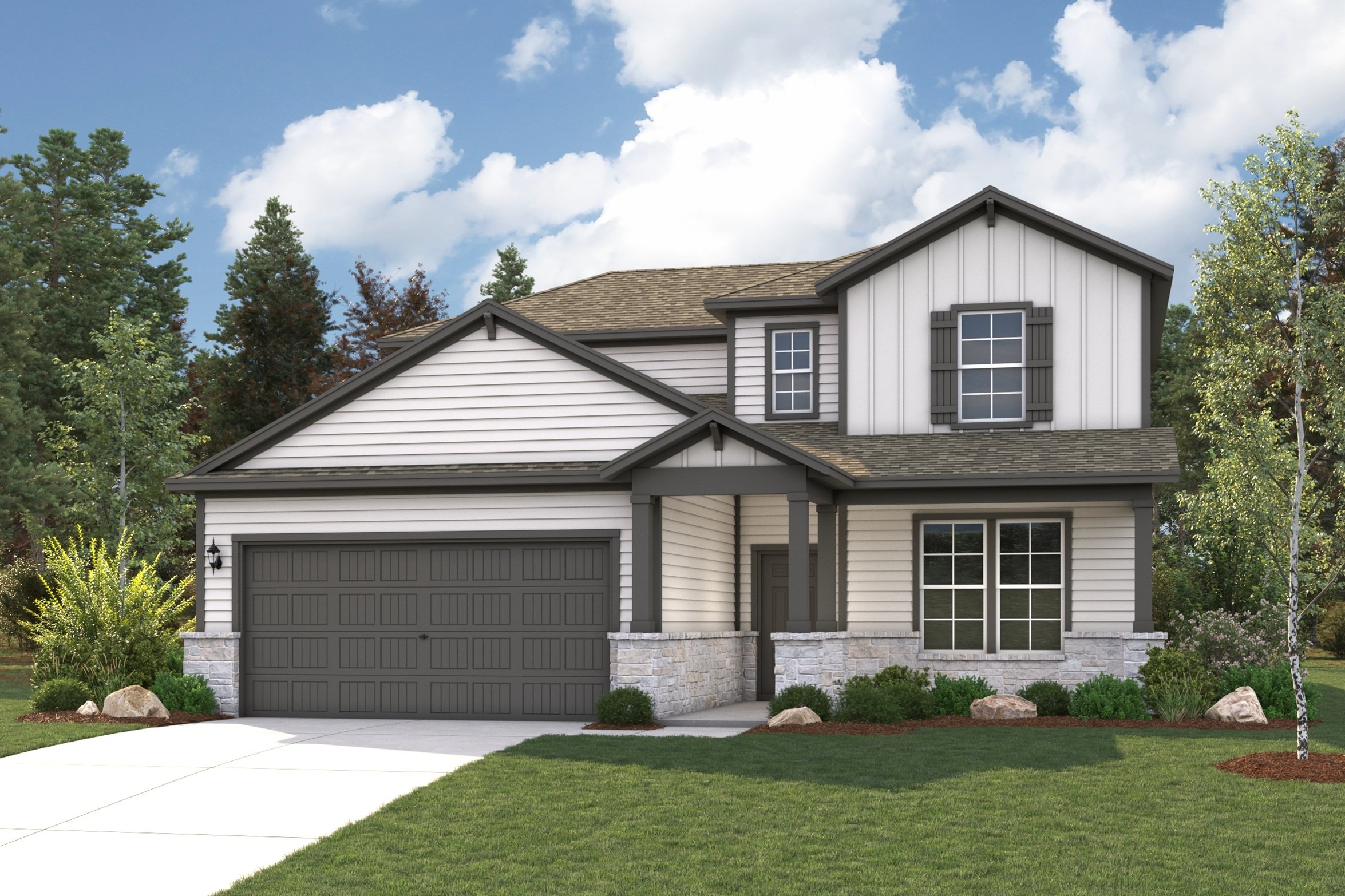 A house with a garage.