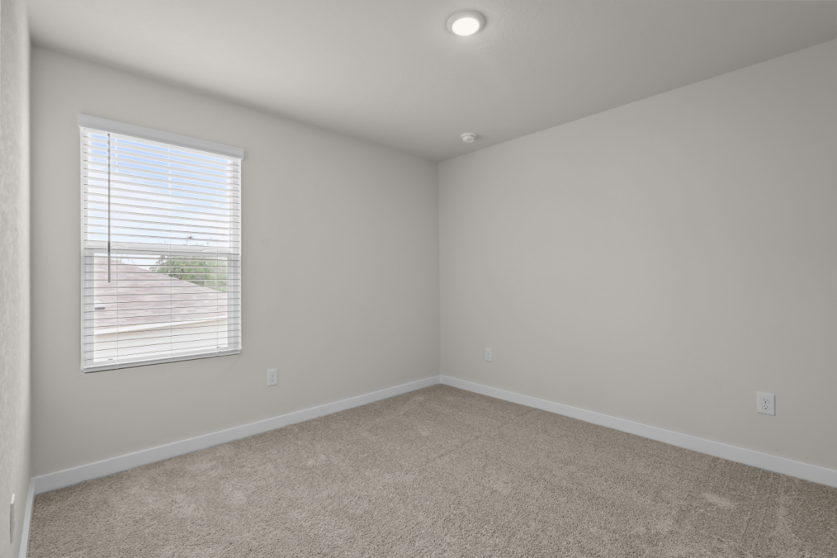 A room with a window and a carpet.