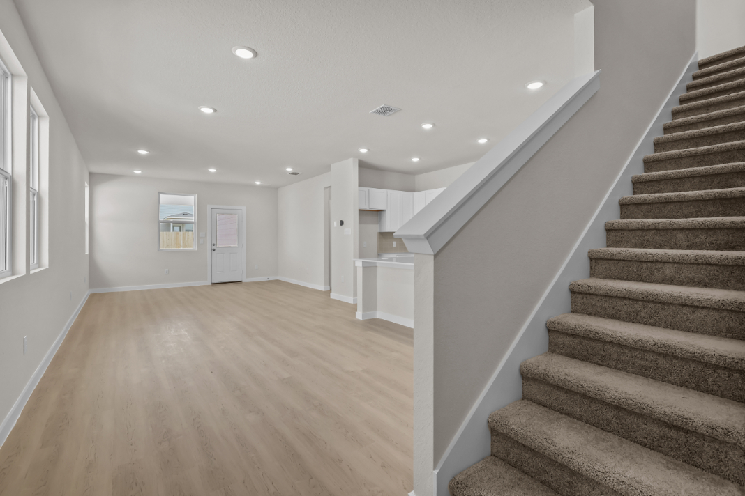 A long staircase in a house.