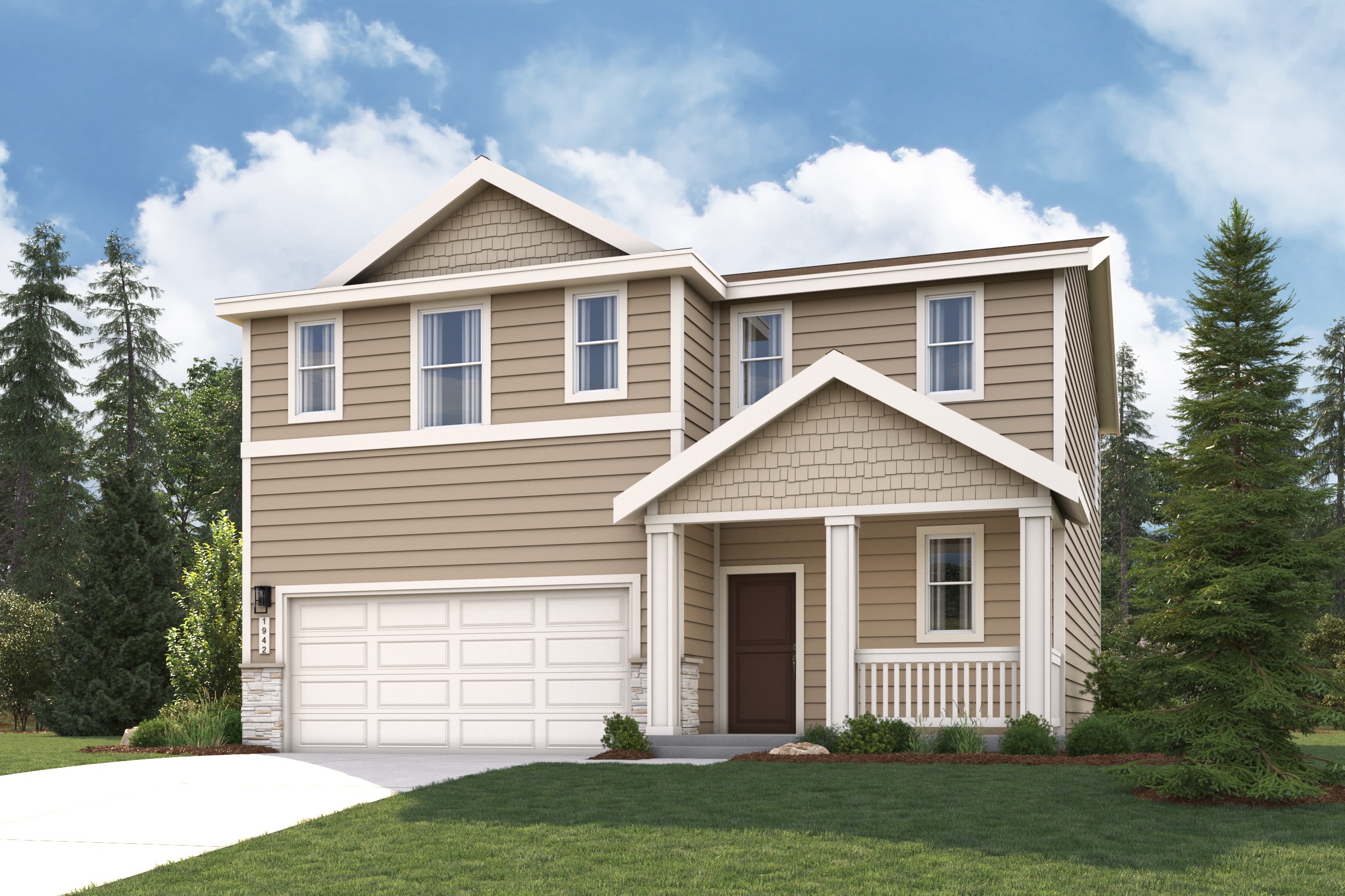 A house with a garage.