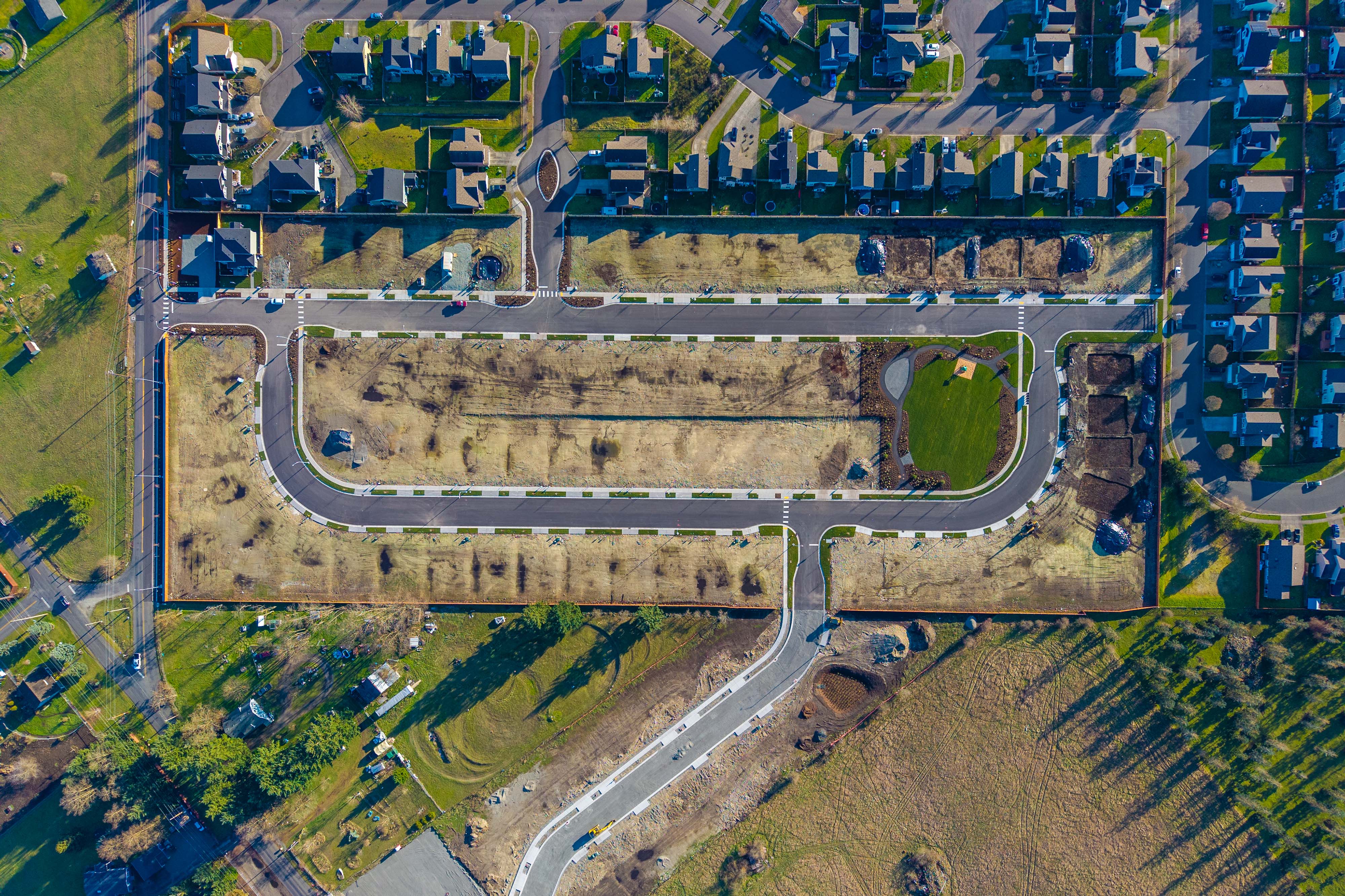 An aerial view of a city.