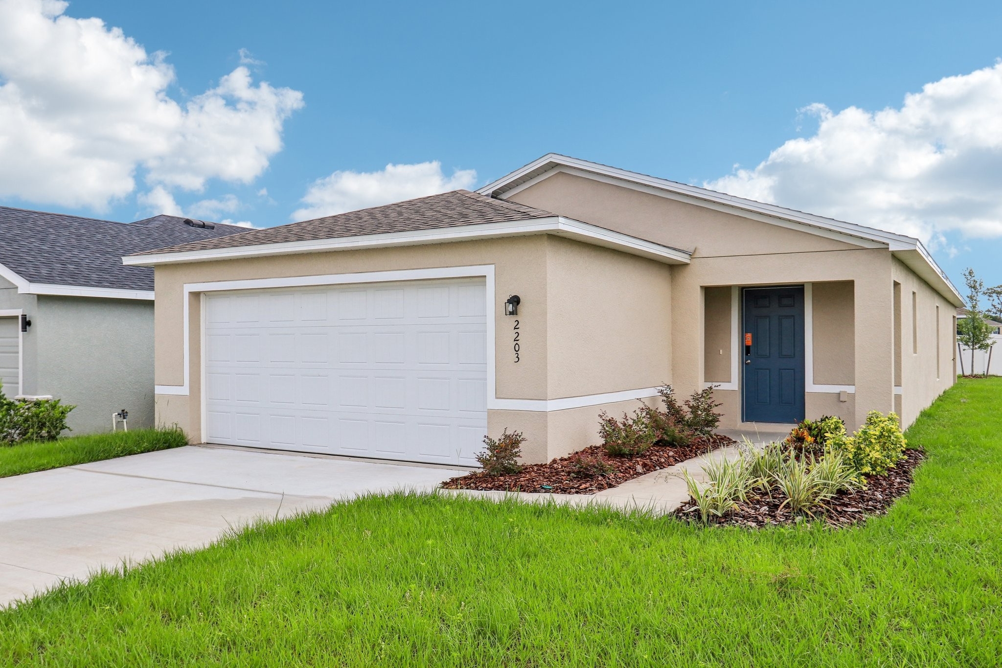 A house with a garage.