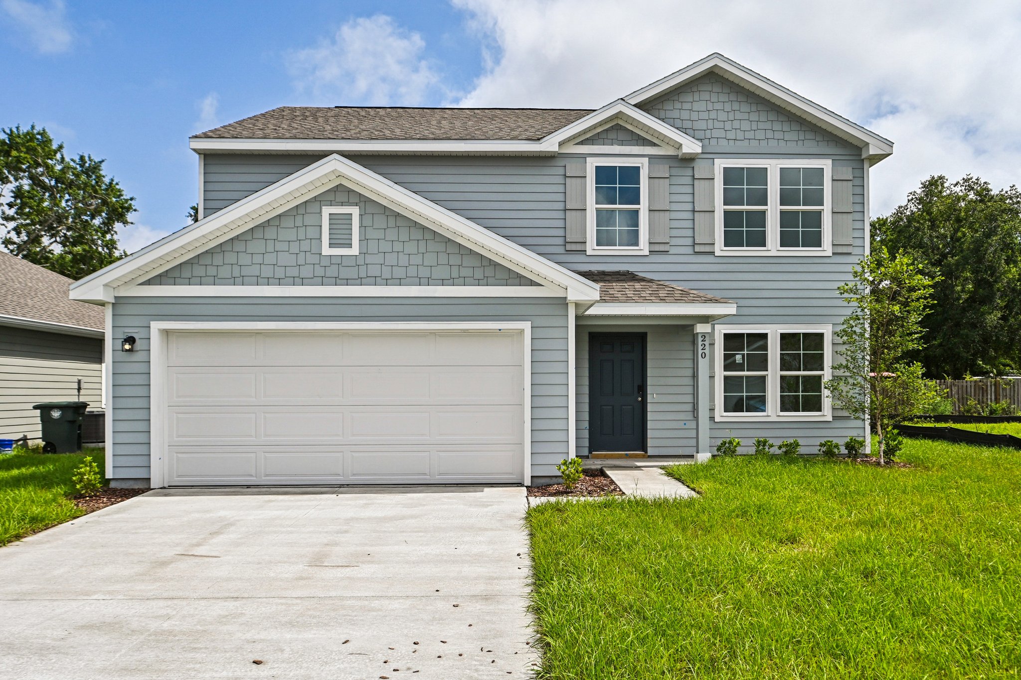 A house with a garage.