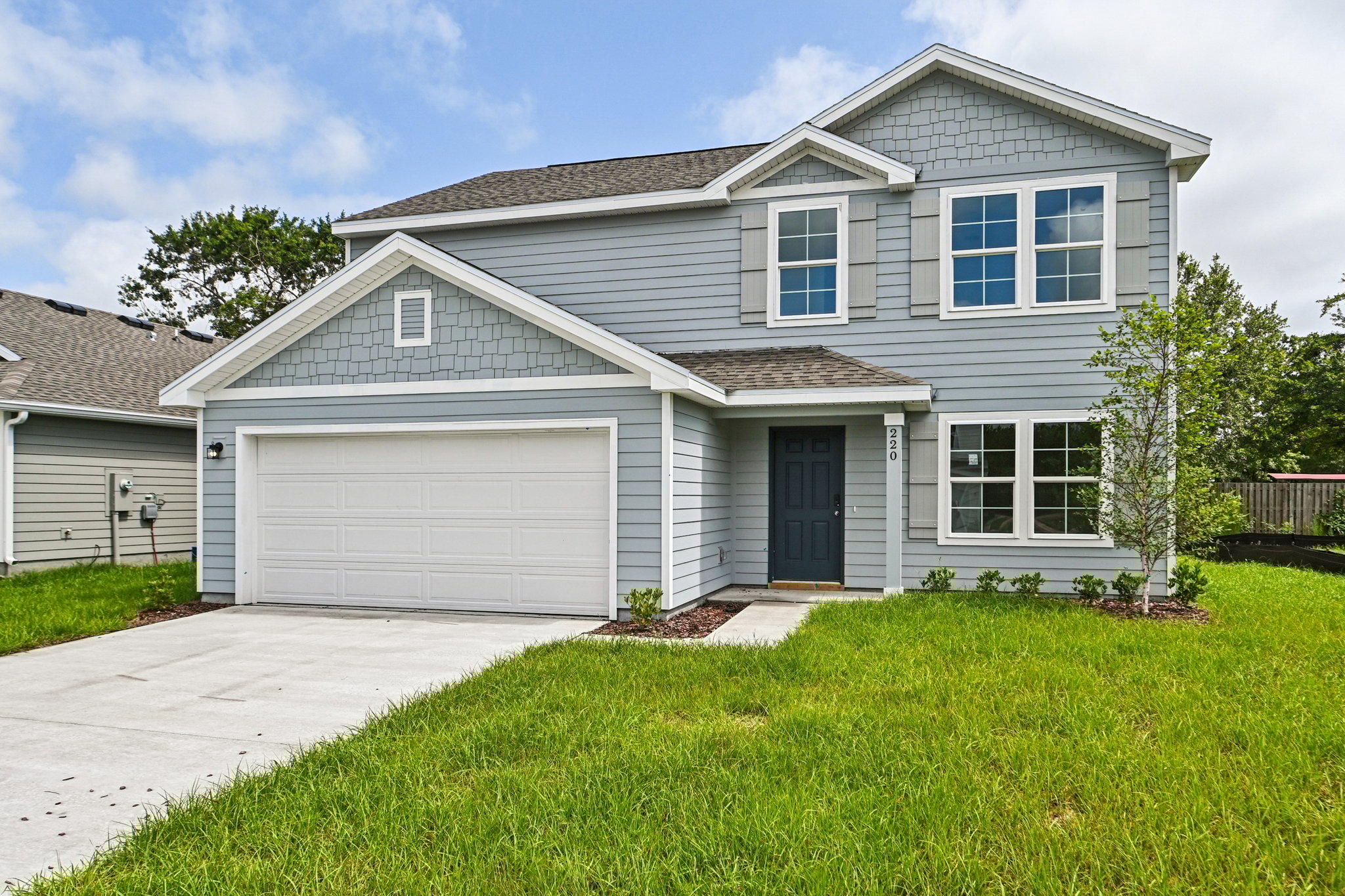 A house with a garage.