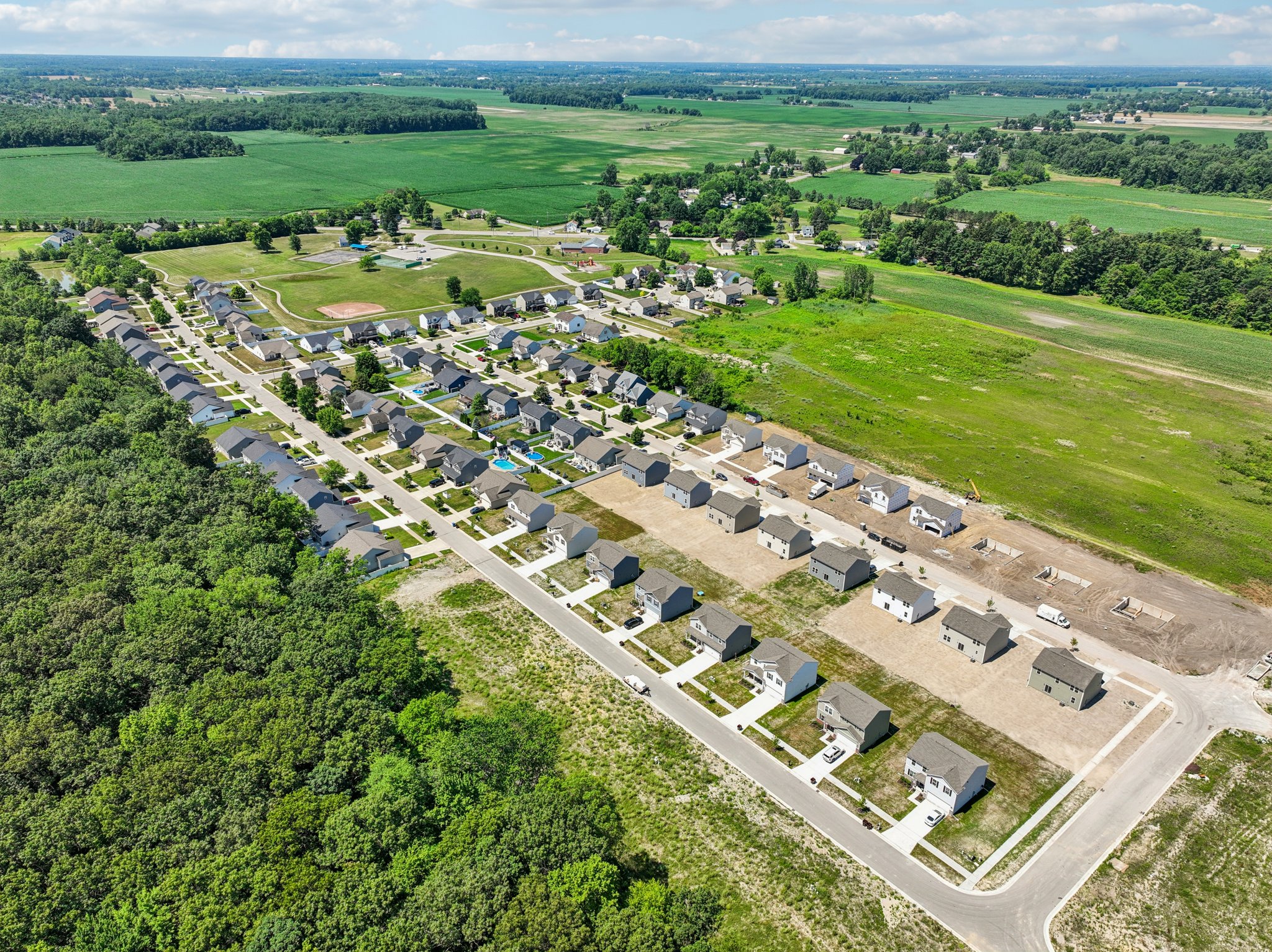 A large area with many buildings.